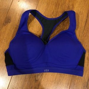 VSX sports bra, size 36B, purple and black